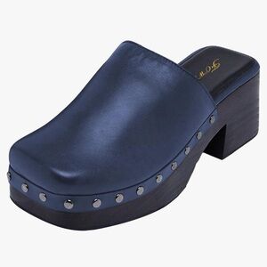 Navy Studded Clogs